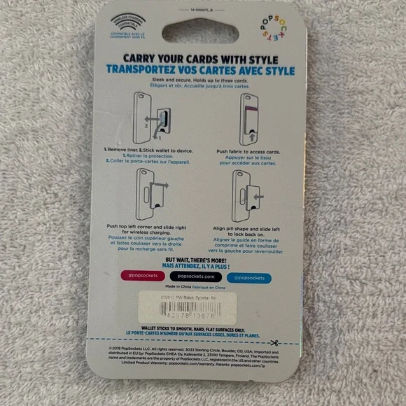 NWT PopSocket PopWallet Black & White Splatter Magnetic Grip Card Phone Holder - Picture 3 of 3